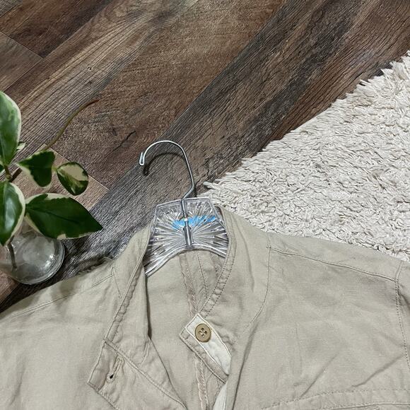 J.McLaughlin Size XS Khaki Button Down Linen Blend Vista Utility Jacket - Picture 3 of 7